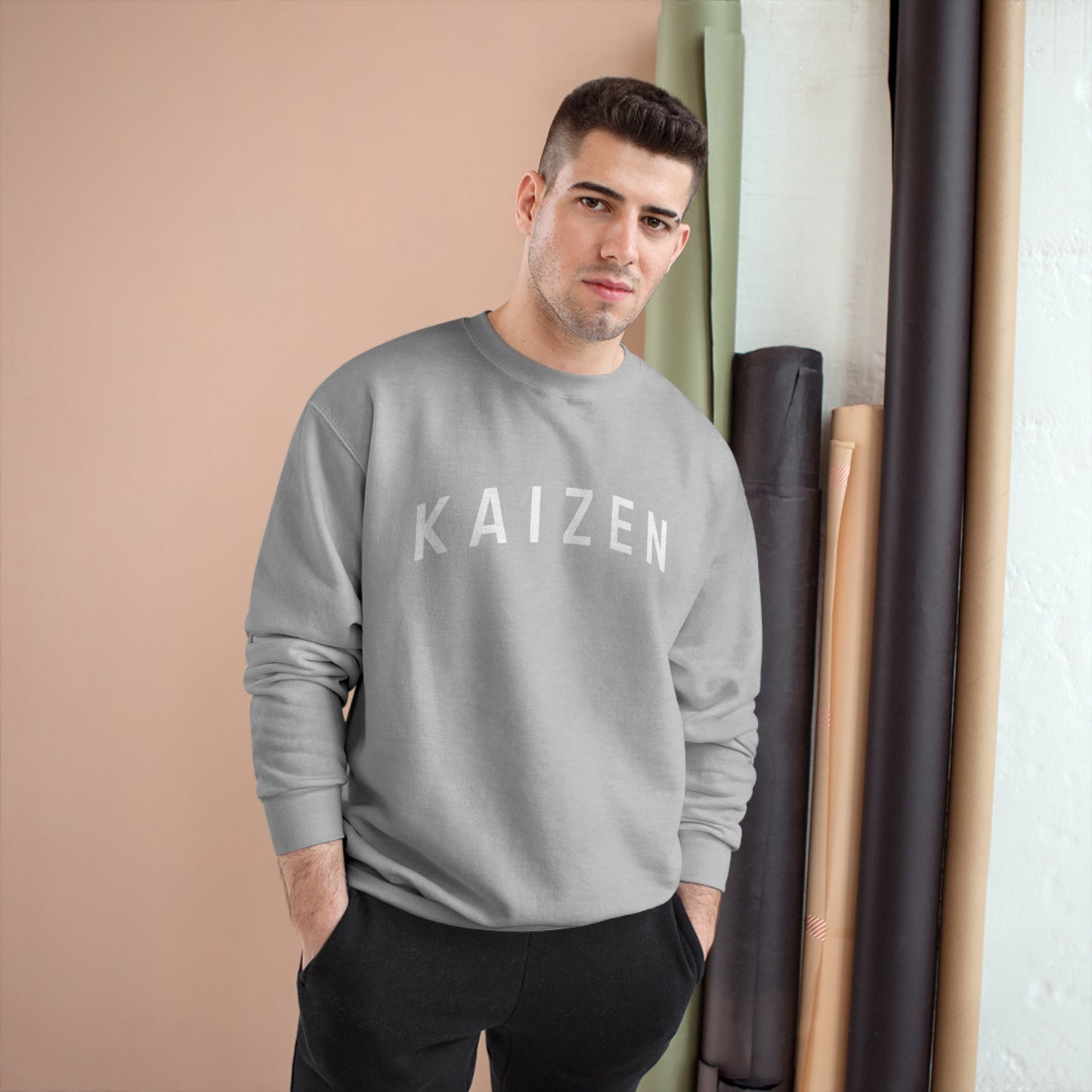 KAIZEN COLLEGE - CHAMPION SWEATER - LIGHT STEEL