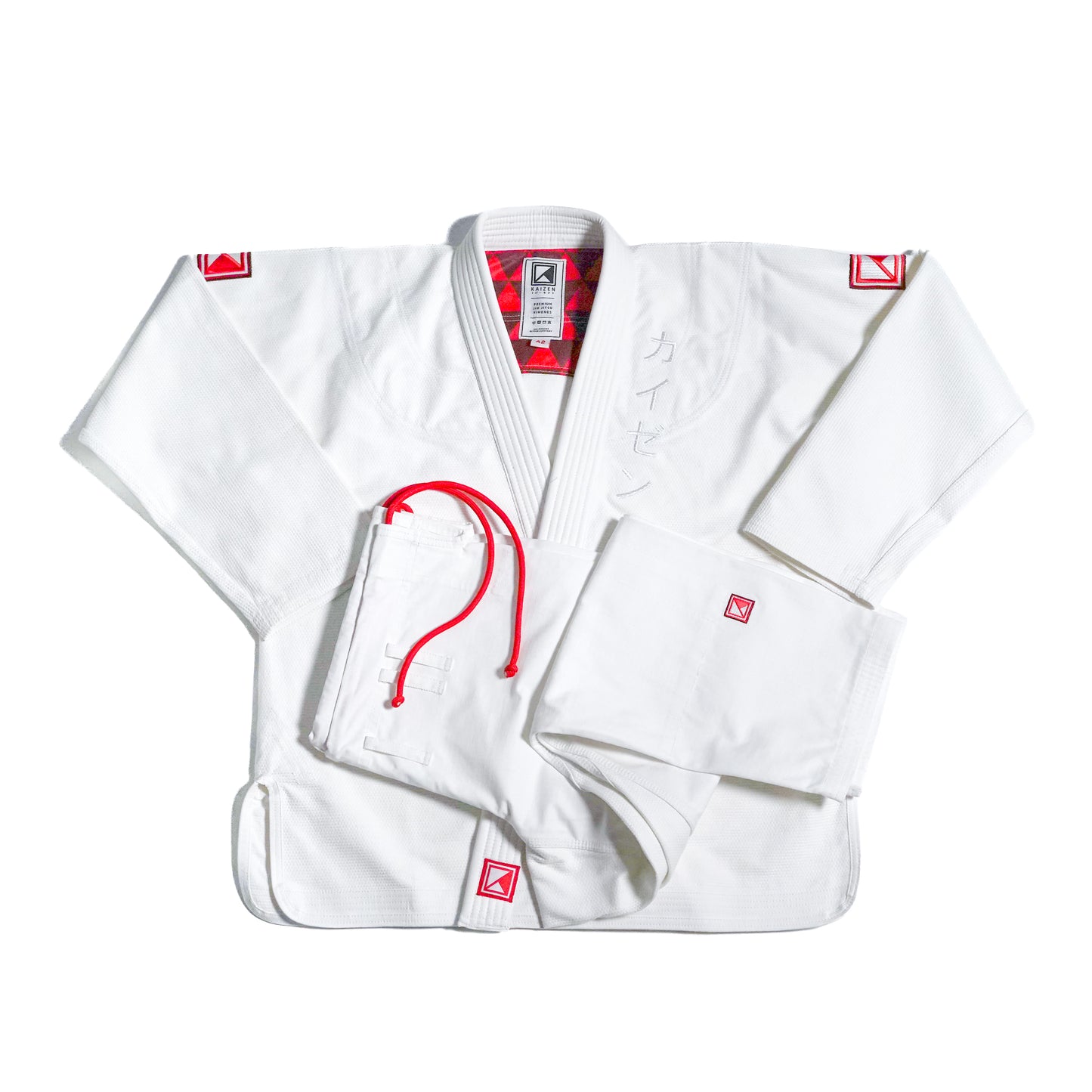 CLASSIC KIMONO - WHITE W/ RED